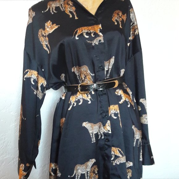 Cool Cats and Kittens Satin Big Cats Tiger Club Shirt - Picture 2 of 3